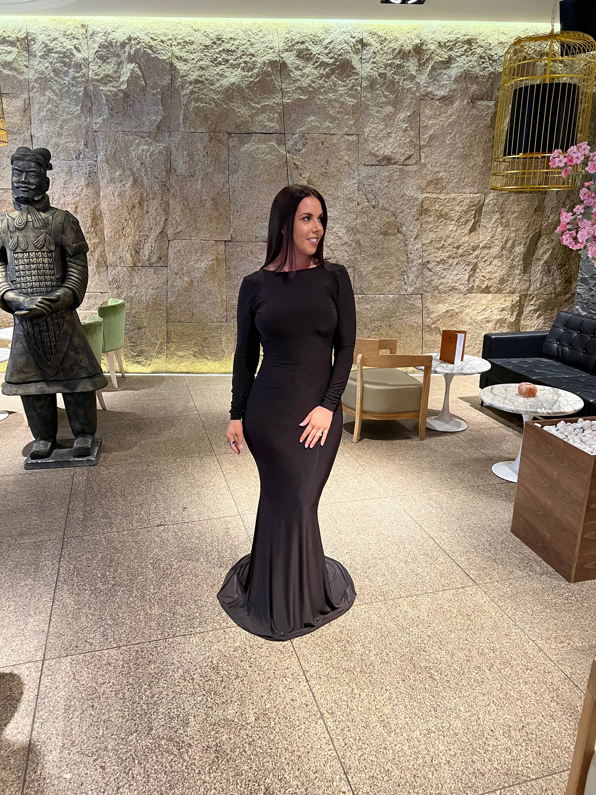 Long Sleeved Backless Fishtail Dress
