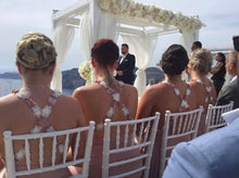 Load image into Gallery viewer, Plunge Cross Backless Beaded Bridesmaid Dress