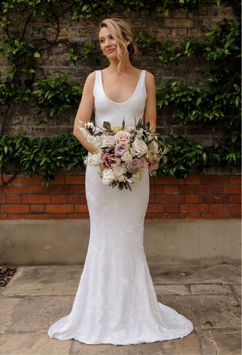 Lace Panel Fishtail Hem Pencil Dress