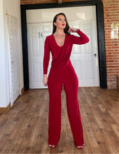 Load image into Gallery viewer, Long Sleeved Draping Tummy Straight Leg Jumpsuit