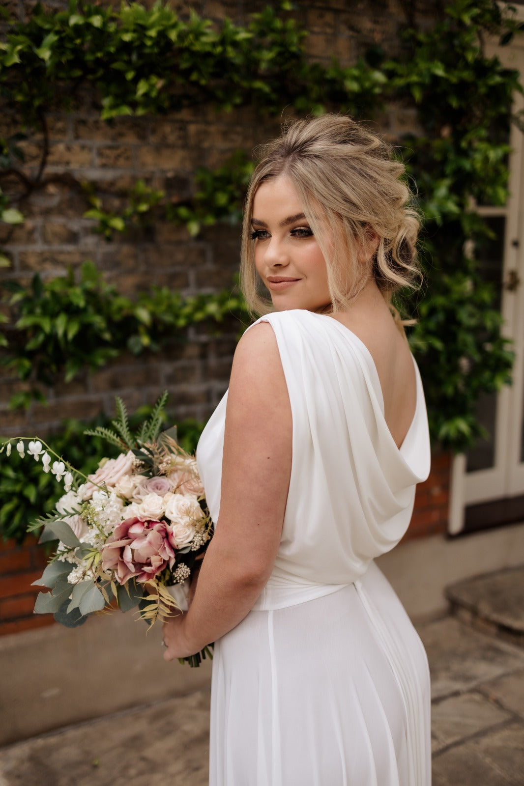 Double Cowl Bridal Dress