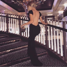 Load image into Gallery viewer, Draped Shoulder Backless Fishtail Dress