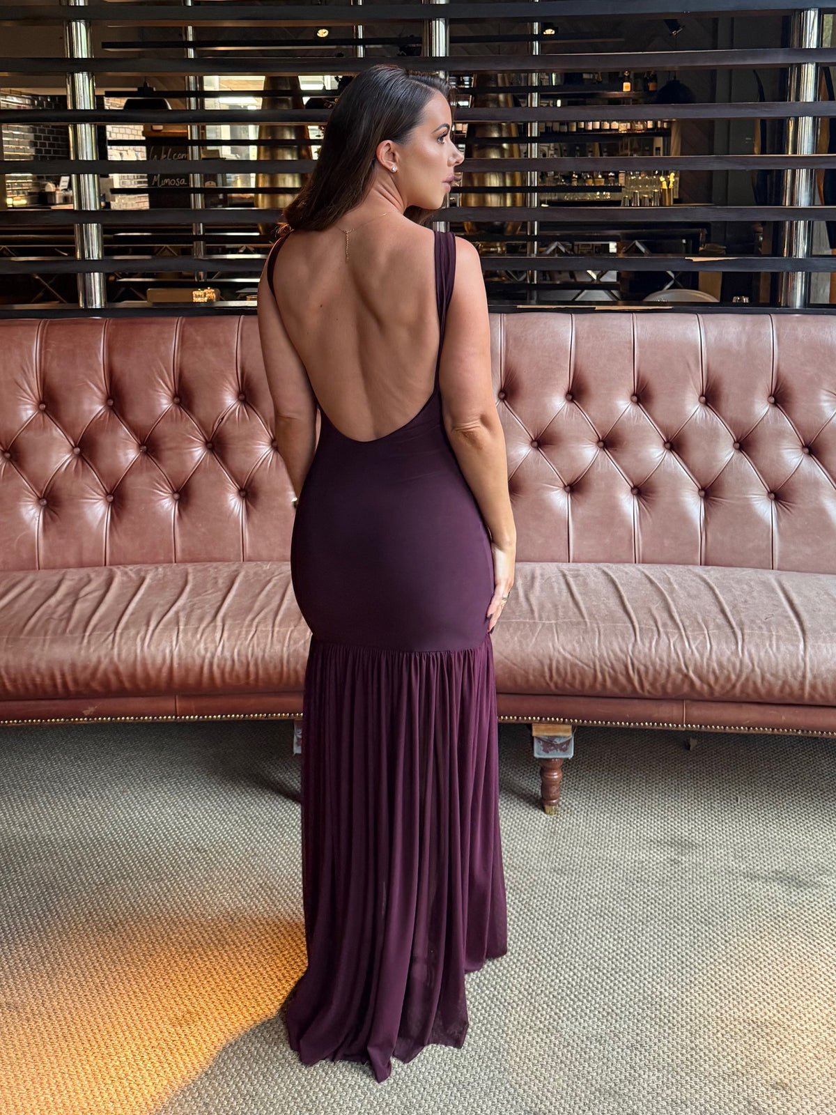 Backless Mesh Maxi Dress