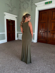 Slim Cowl A-line Dress with ruched tummy