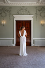 Load image into Gallery viewer, Highneck pleated A-line Dress with Low Cowl Back
