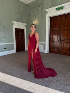 Cross Over Backless Beaded Fanned Dress