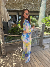 Load image into Gallery viewer, Full Length Mesh Skirt with Dipped Tummy Ruching and Matching Long Sleeved Top
