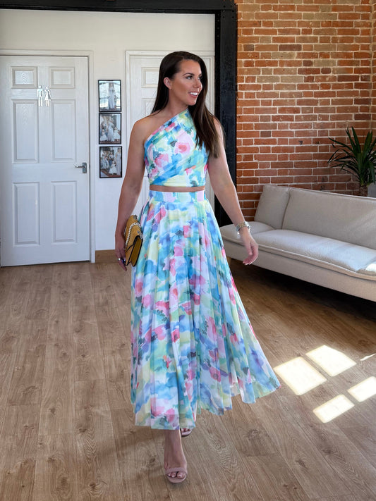 Mesh Calf Length Floaty Skirt