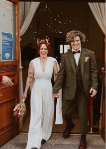 Bridal Jumpsuit with Caped Arms