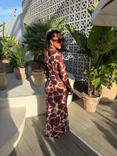 Load image into Gallery viewer, Full Length Long Sleeved Twisted Cut Out Mesh Dress

