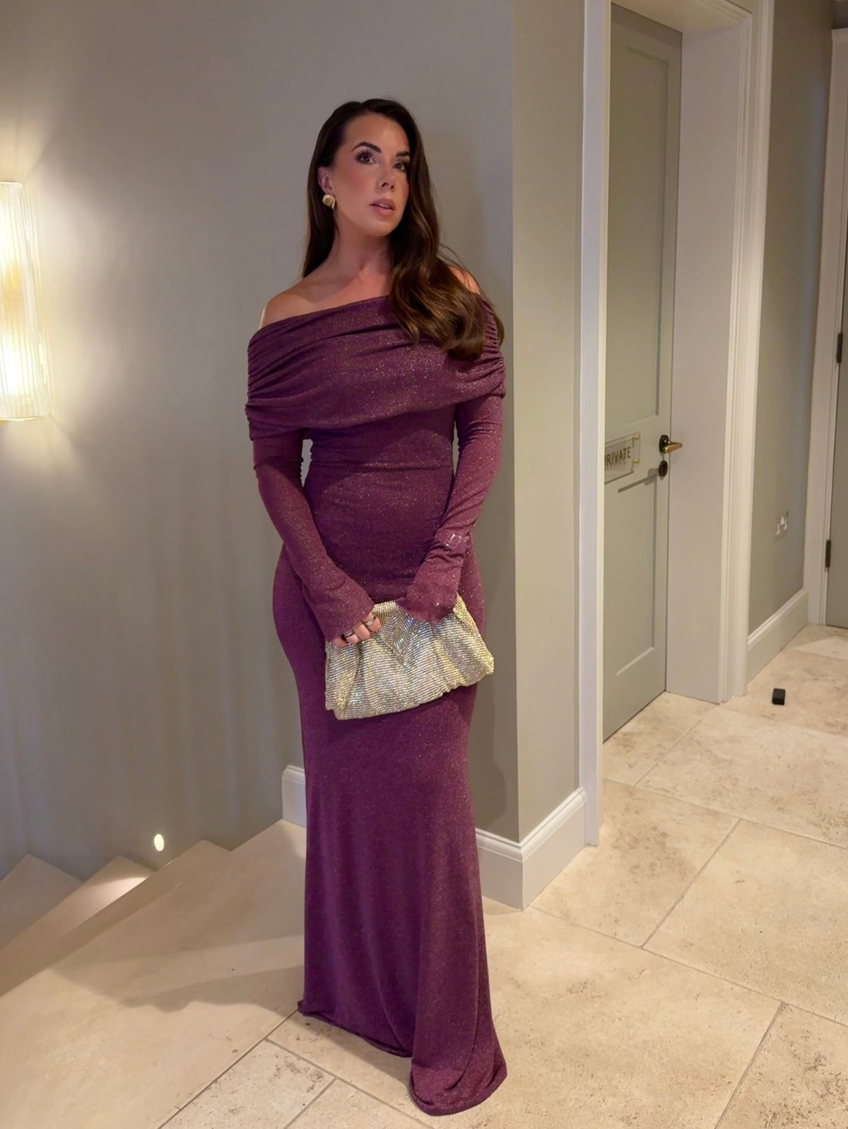 Long Sleeved Bardot A-line Dress
