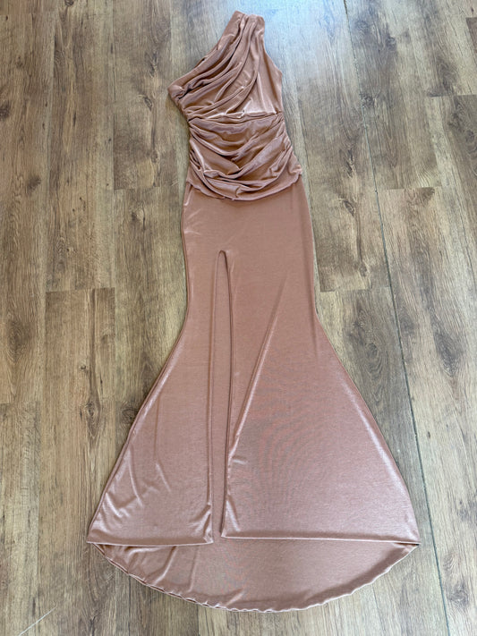 Luxury Pleated One Shoulder Fishtail Dress
