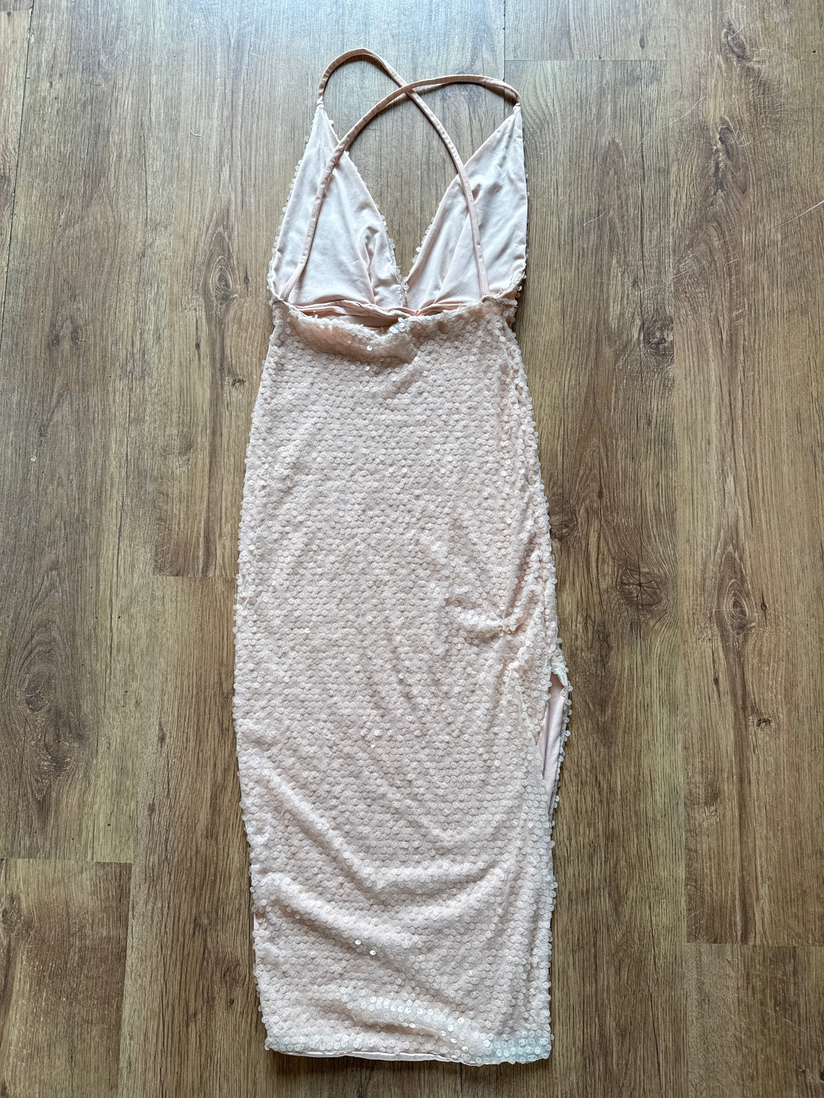 Plunge Cross Sequin Dress
