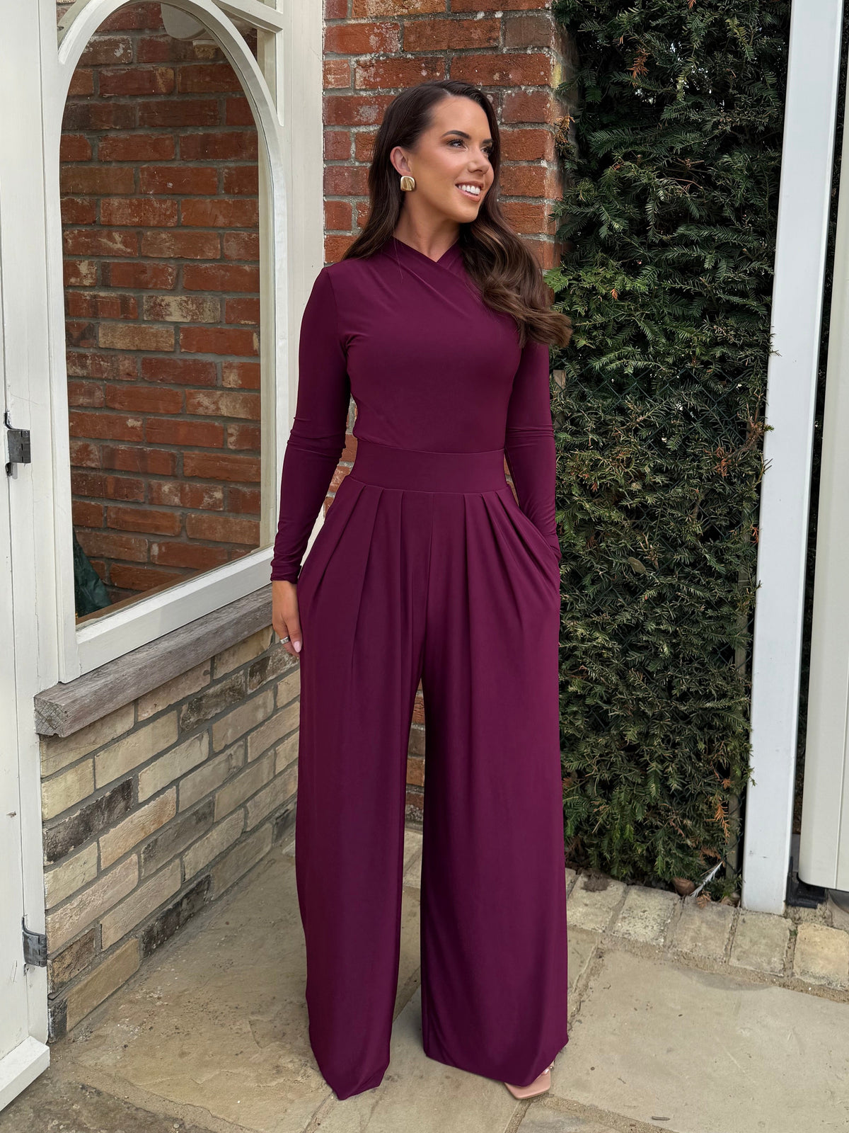 Long Sleeved Highneck Wrap Top
