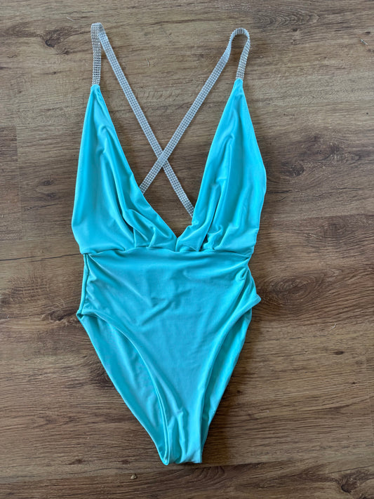 Plunge Cross Backless Beaded Poolside
