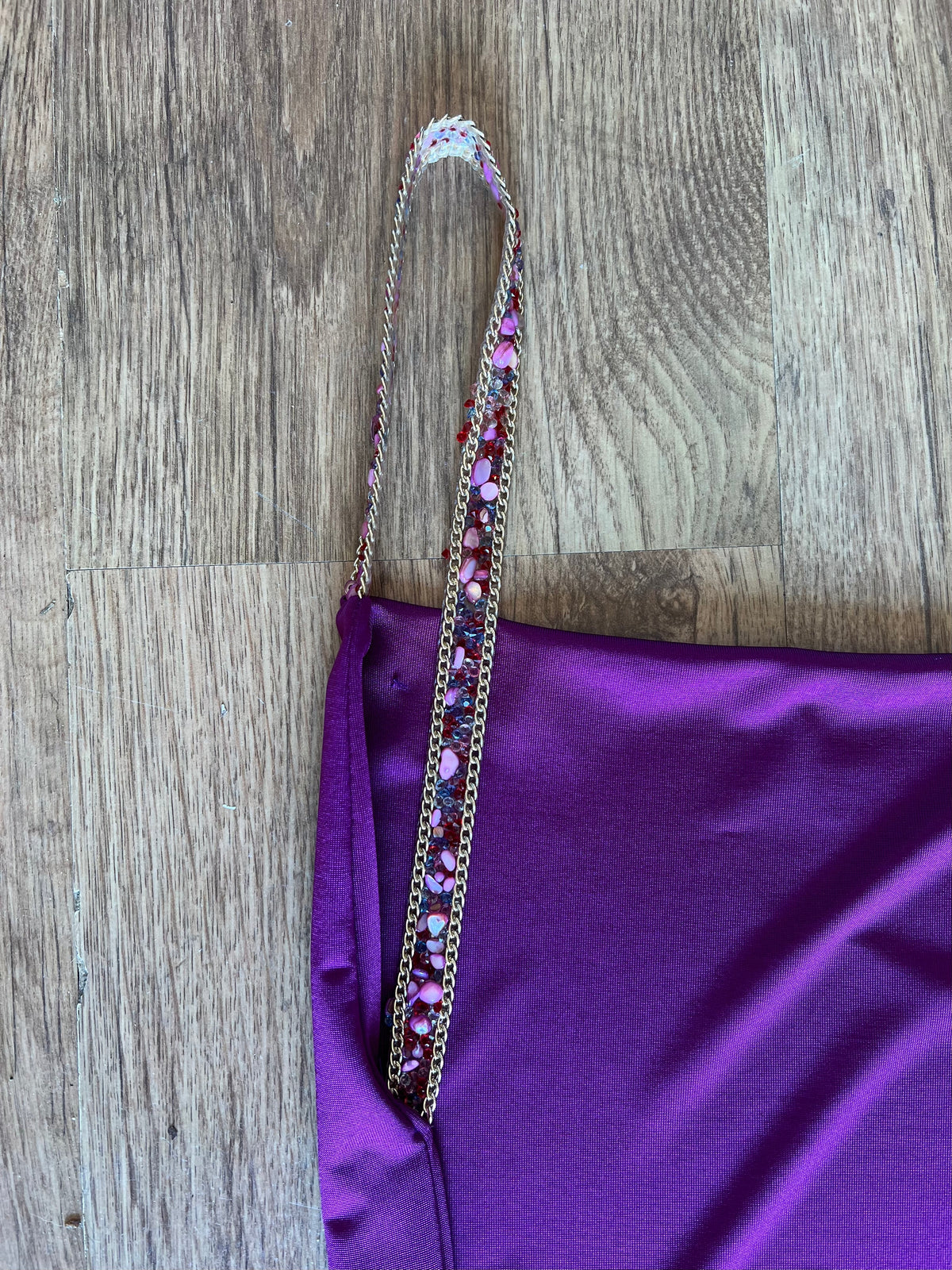 Small cowl backless beaded dress