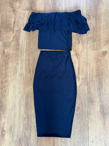 Ruffle Bardot Top and matching Skirt