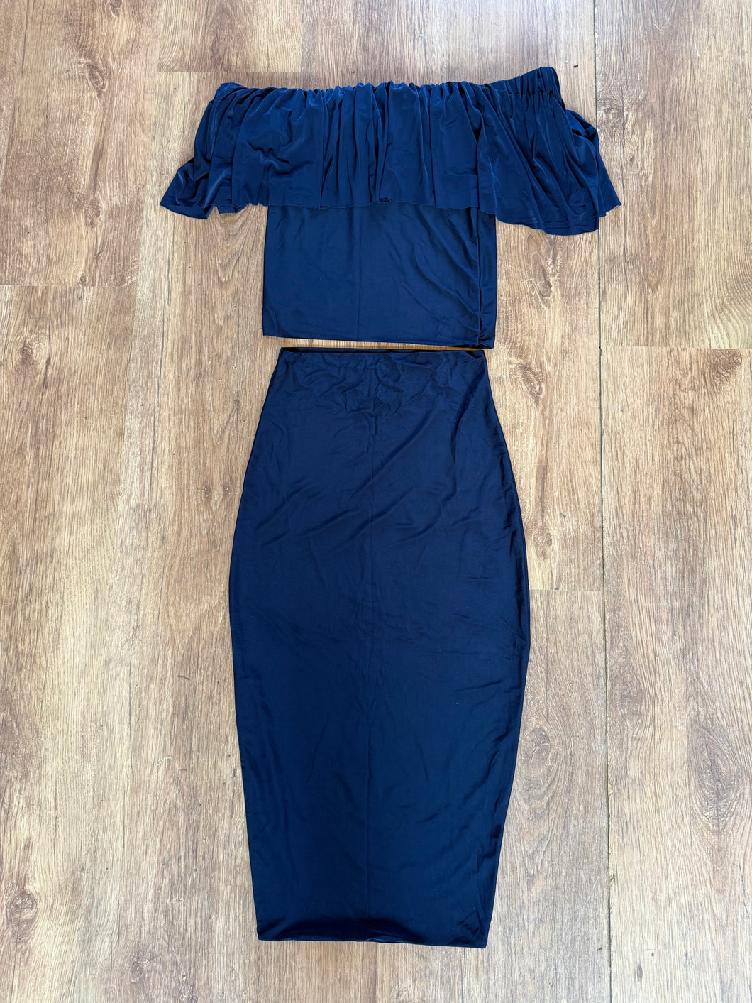 Ruffle Bardot Top and matching Skirt