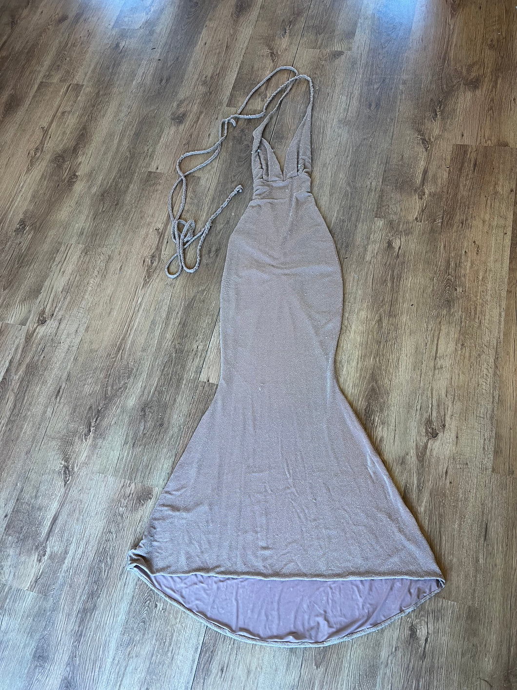 Plunge Plaited Fishtail Dress