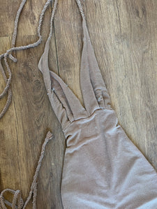 Plunge Plaited Fishtail Dress