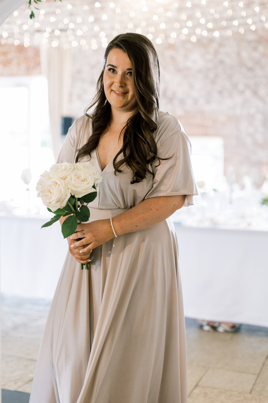 Vneck with Floaty Sleeve Bridesmaid Dress