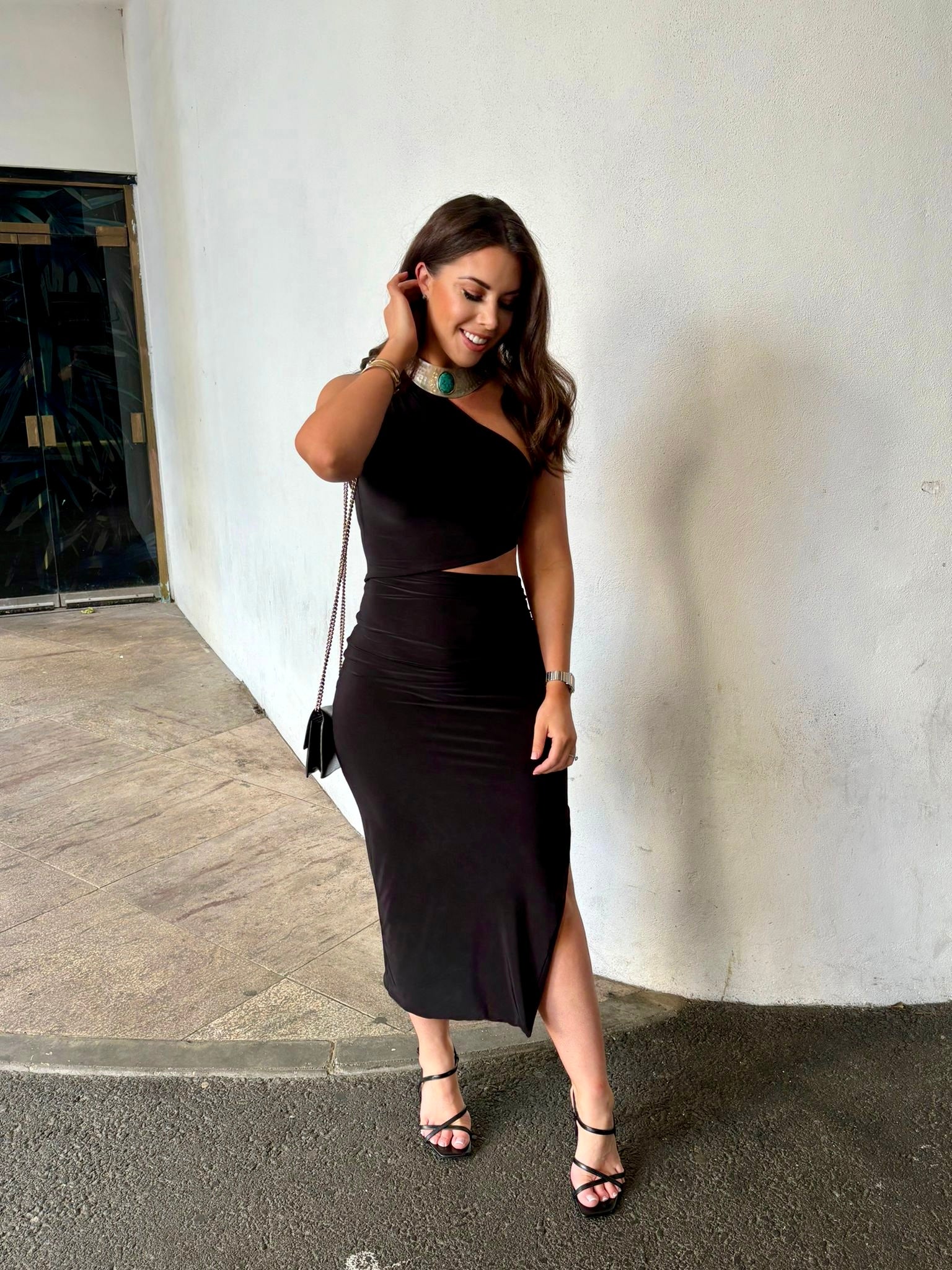 Luxury Pleated One Shoulder Cut Out Dress Alice's Boutique Luxury Pleated One Shoulder Cut Out Dress Alice's Boutique