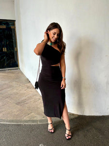 Luxury Pleated One Shoulder Cut Out Dress