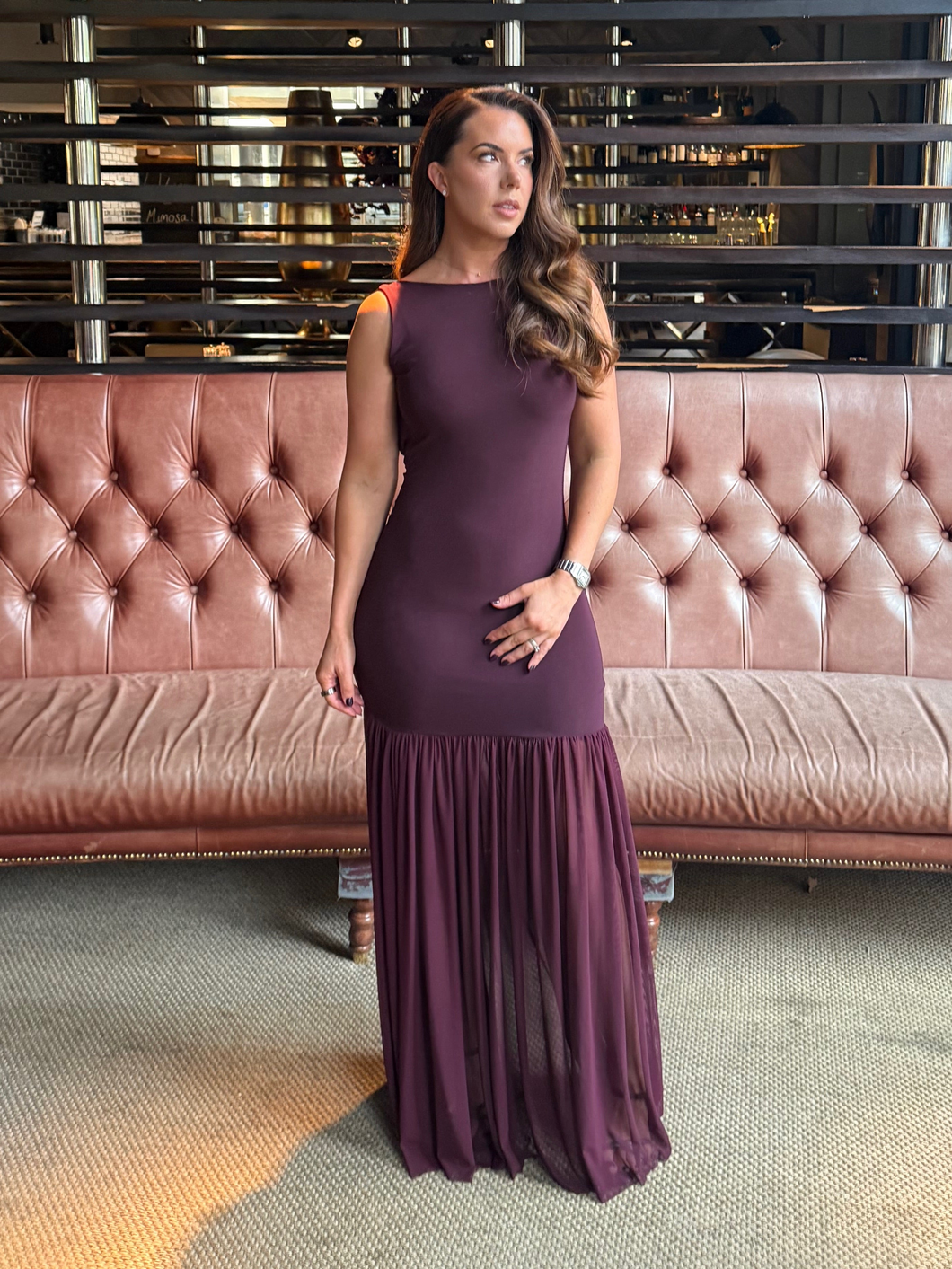 Backless Mesh Maxi Dress