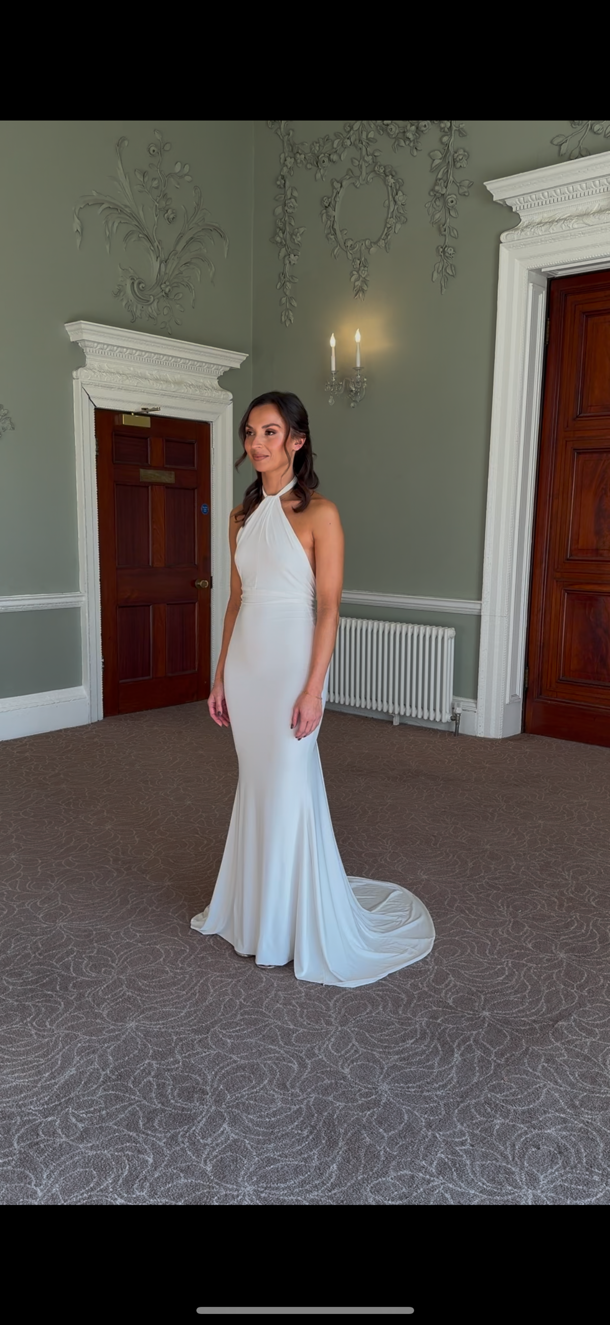 High Halter Backless Fishtail Dress with added panel