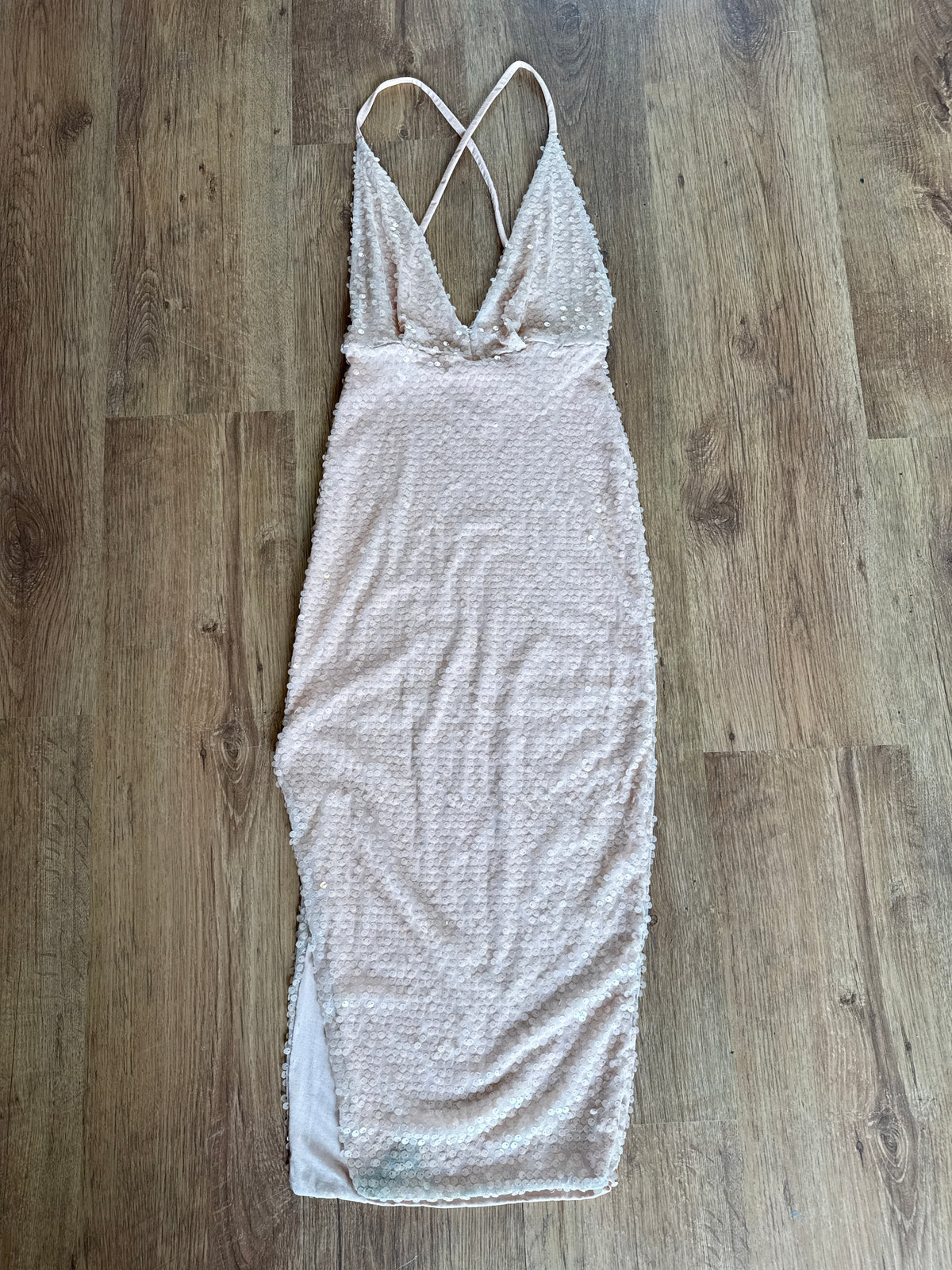 Plunge Cross Sequin Dress
