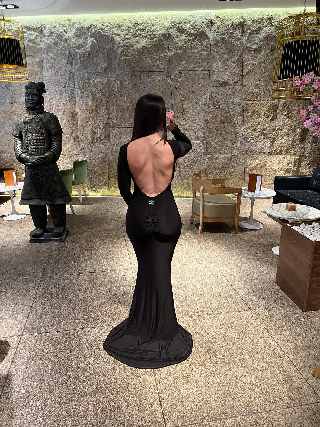 Long Sleeved Backless Fishtail Dress