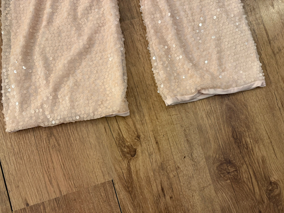 Nude Sequin Straight Leg Trouser
