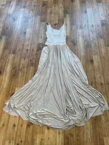 High neck with low cowl back floaty dress