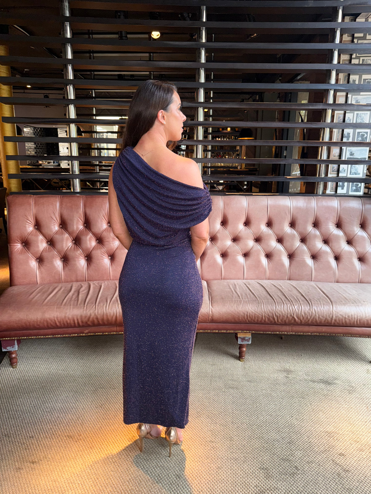 Ruched Off the Shoulder Dress with Tummy Ruching