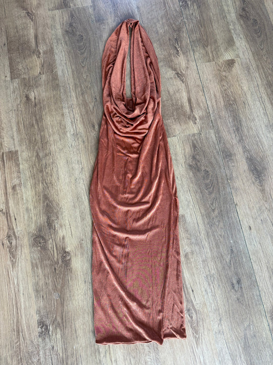 Calf length Backless Cowlsneck Dress