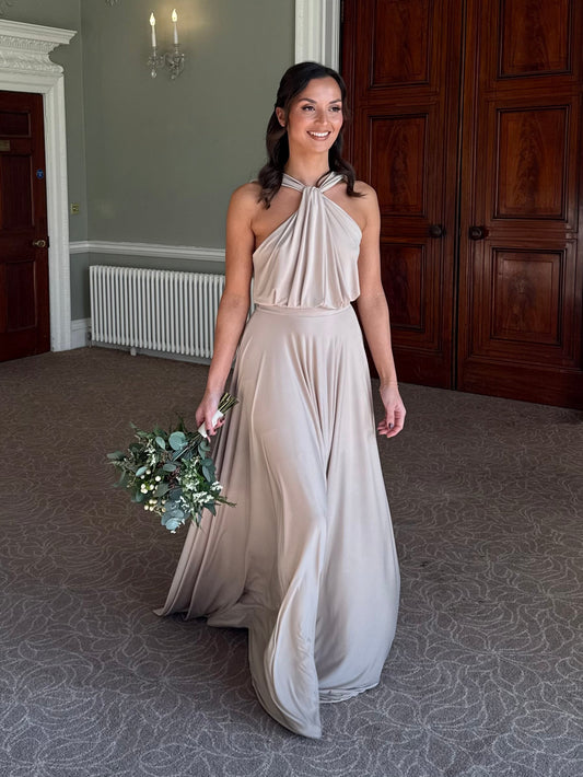 The High Halter-Cowl Dress