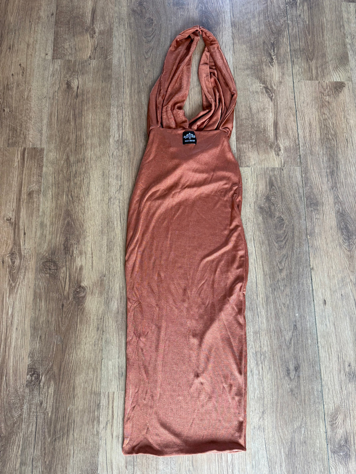 Calf length Backless Cowlsneck Dress
