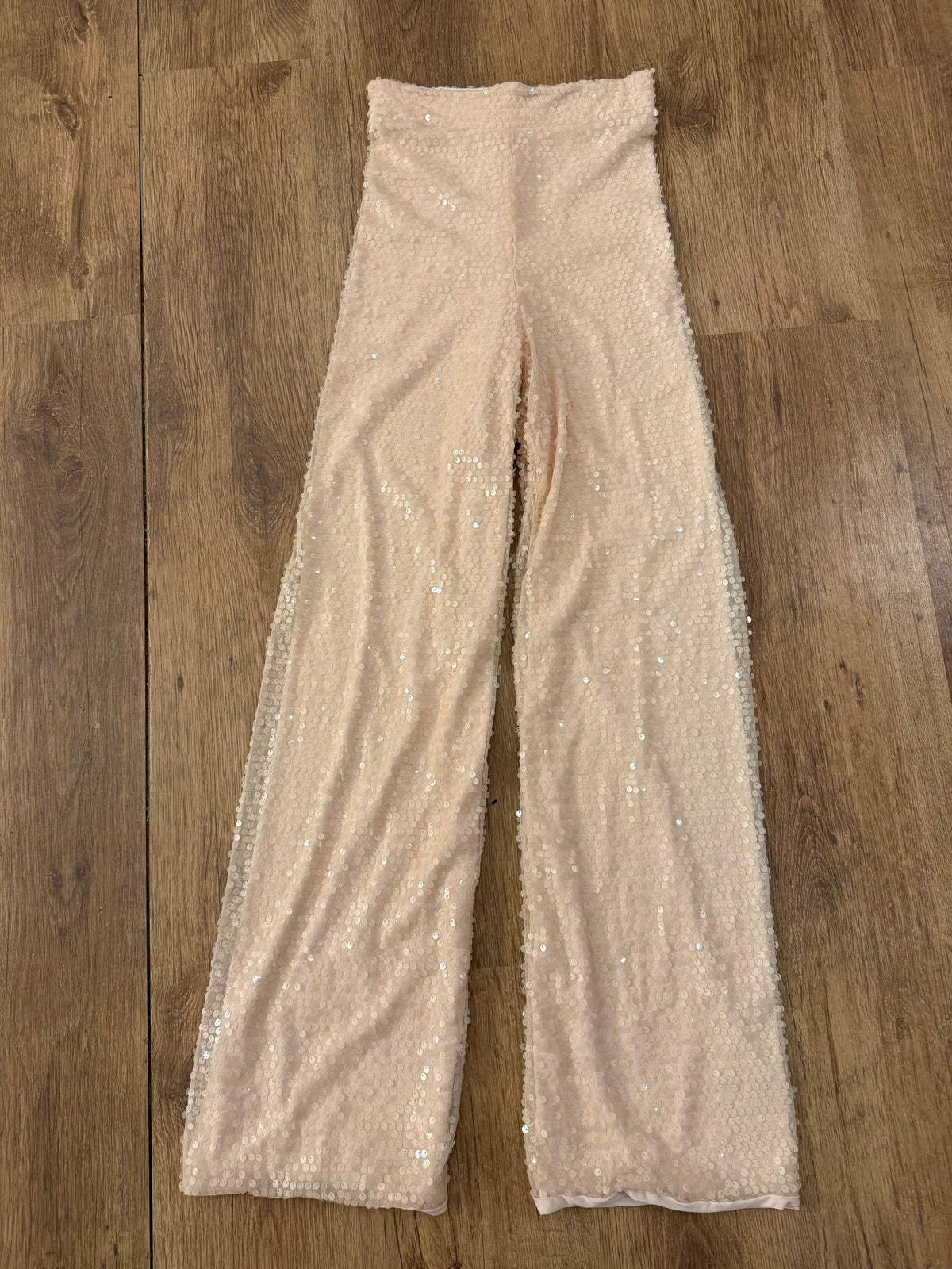 Nude Sequin Straight Leg Trouser