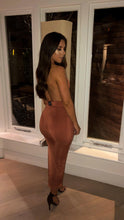 Load image into Gallery viewer, Halterneck Plunge Ankle Length Dress With Side Split
