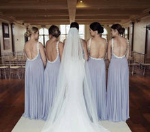 Load image into Gallery viewer, Backless Beaded All Around Bridesmaid Dress
