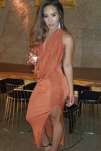 Backless Cowlsneck Dress