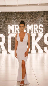 Plunge Narrow Strapped Fishtail Dress