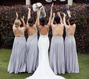 Backless Beaded All Around Bridesmaid Dress