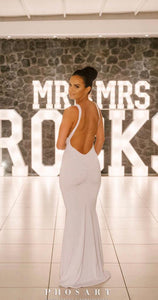 Plunge Narrow Strapped Fishtail Dress
