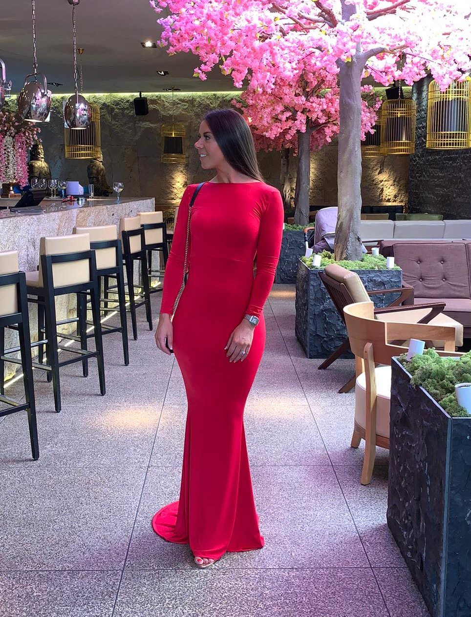 Long Sleeved Backless Fishtail Dress