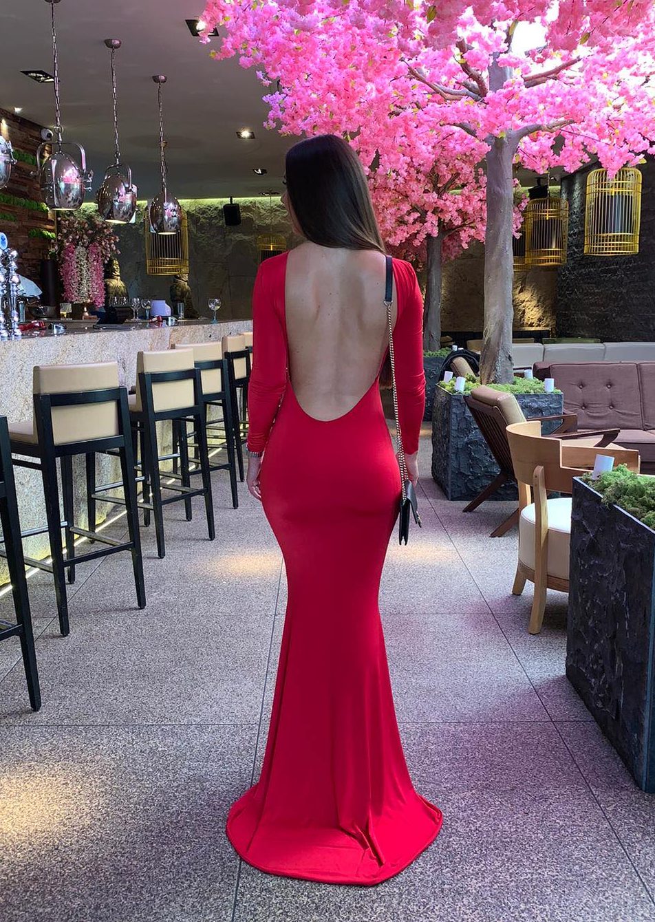 Long Sleeved Backless Fishtail Dress Alice's Boutique Long Sleeved Backless Fishtail Dress Alice's Boutique