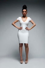 Load image into Gallery viewer, V-Neck Capsleeve Bodycon Dress
