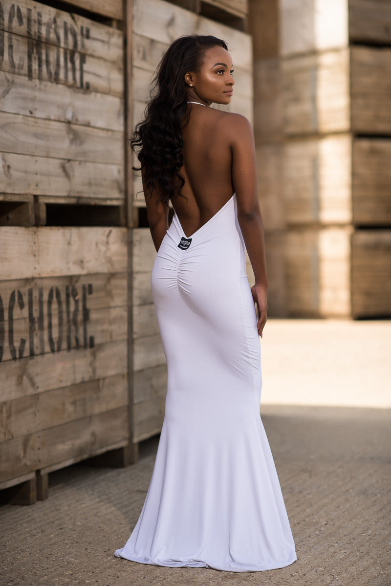 Backless Halterneck Fishtail Dress Back