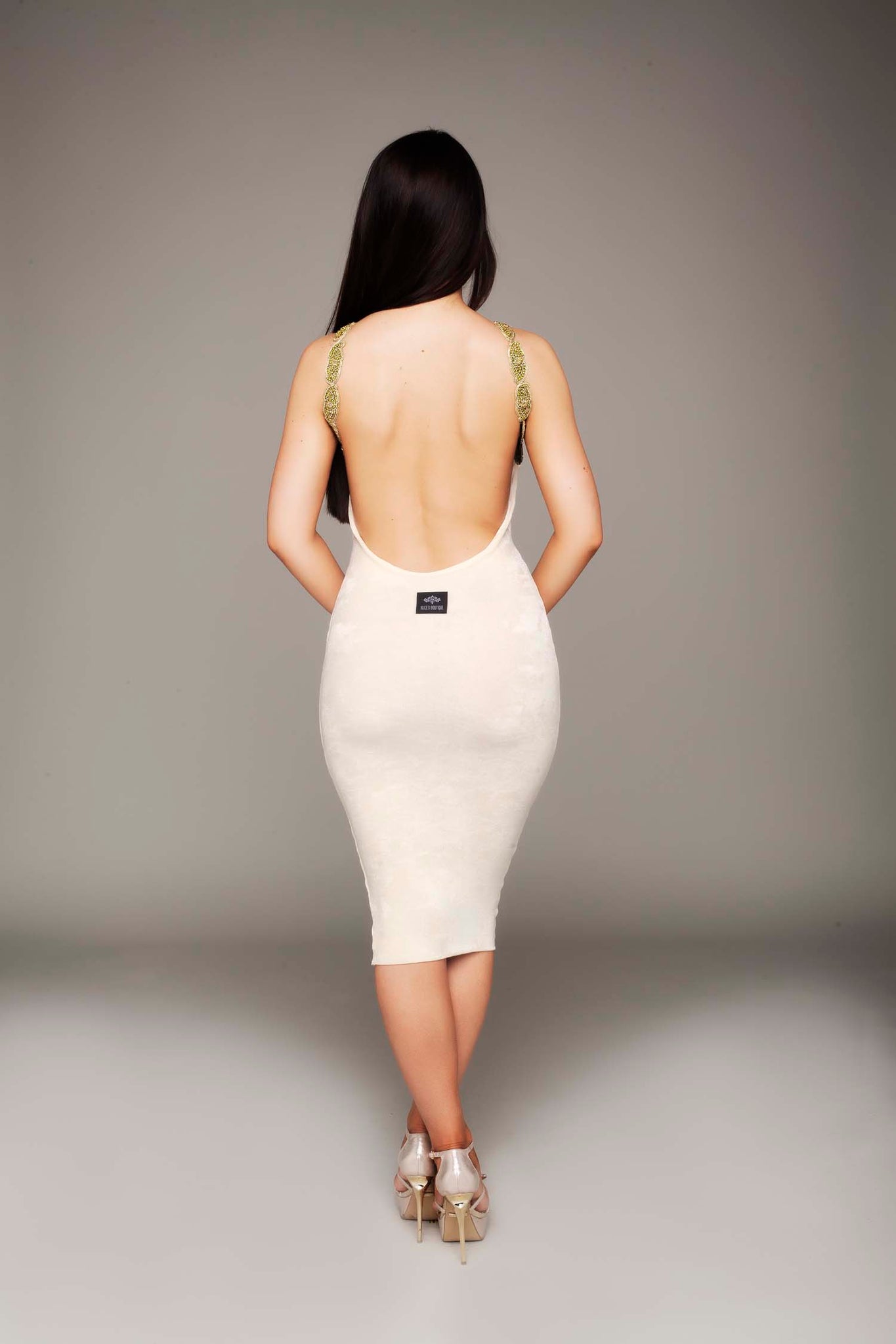 High Roundneck Backless Beaded Bodycon Dress Alice's Boutique High Roundneck Backless Beaded Bodycon Dress Alice's Boutique