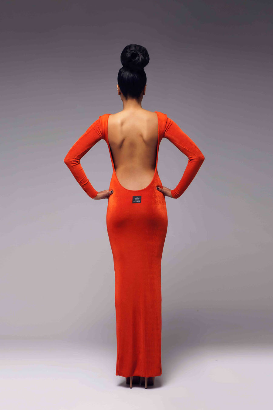 Long Sleeved Full Length Backless Bodycon Dress